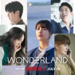 The poster of the Korean Sci Fi Movie Wonderland with images of the major actors.