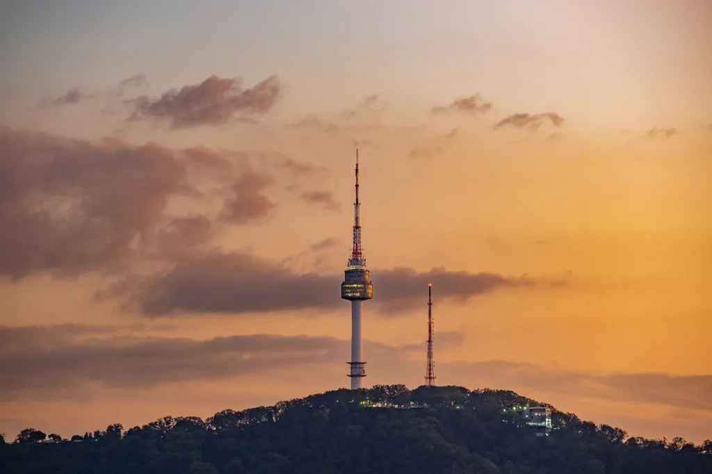 Dusk photo of N-Tower from some distance during a shooting Koren drama locations tour.