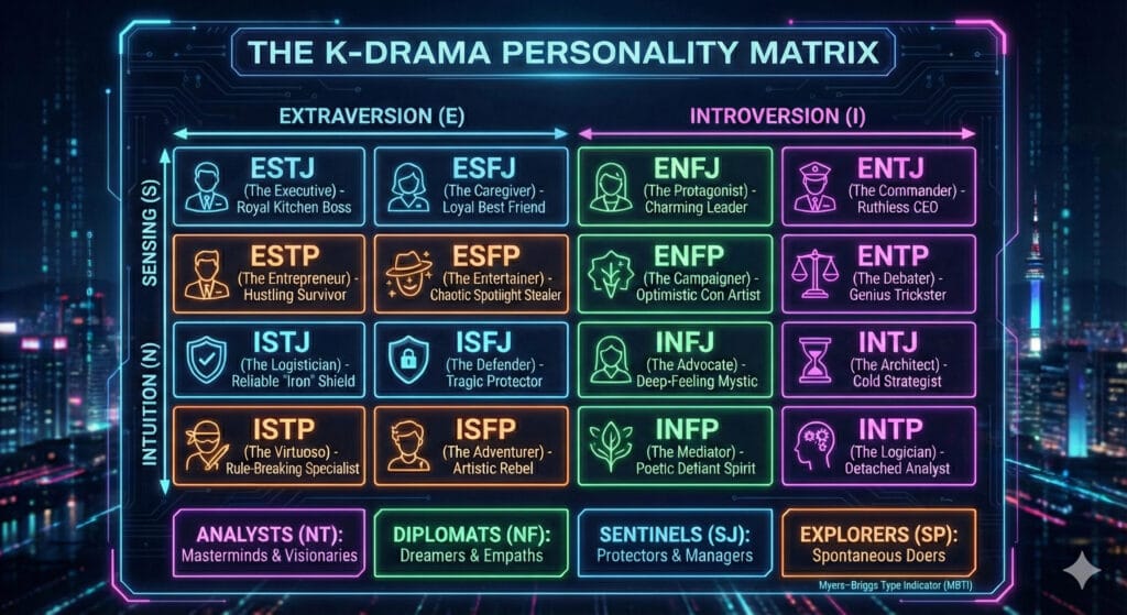 A K-drama MBTI matrix.